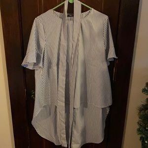 Shein navy/white stripe high-low blouse.